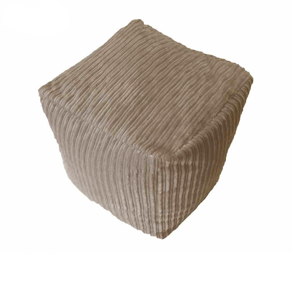 Cube Jumbo Corduroy Beanbag Pouffe Footstool Bean Bag Square Pouffe Cord. Filling Included (Beige, Cube (55 x 55 x 55 cm))