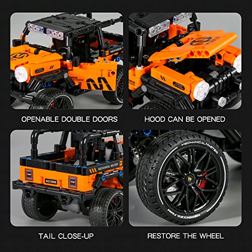 Zylegen Mini Technique Jeep Wrangle 4X4 Toy Car Model Building Kit, All Terrain Off Roader Suv,1:14 Scale Off-Road Car Model Building Blocks Toys,Gift Idea For Kids, Boys And Girls(502Pcs) #TOP3