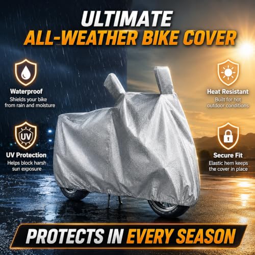 Image of Sulfar Bike Cover for Yamaha Ray ZR 125 Street Rally (Sports Scooter) | Waterproof, Dustproof & UV Protected | All Weather Two Wheeler Cover (Silver) New 2026 Variants