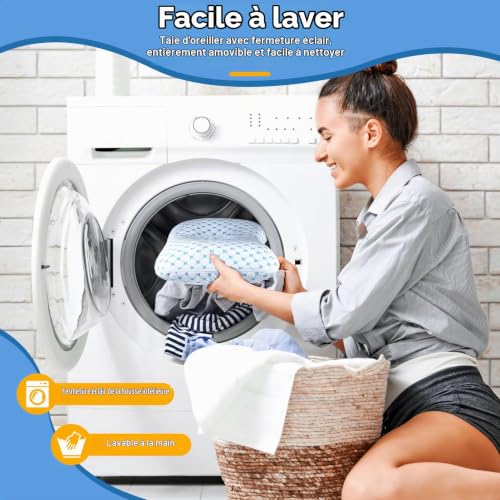 Axrye Oreiller avec Trou, Coussin Piercing Oreille avec Couvercle Amovible Lavable Oreiller Piercing Oreille pour Les Personnes Dormant sur Le côté soulager Les douleurs d'oreille – vue 6