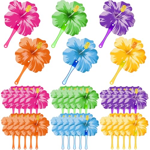 Éventails à main en forme de fleurs d'hibiscus Chunful Lot de 36 pièces pour fête