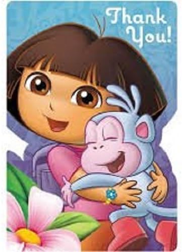 Invitaciones y notas de agradecimiento de Dora the Explorer 'Flower Adventure' con sobres (8 unidades)
