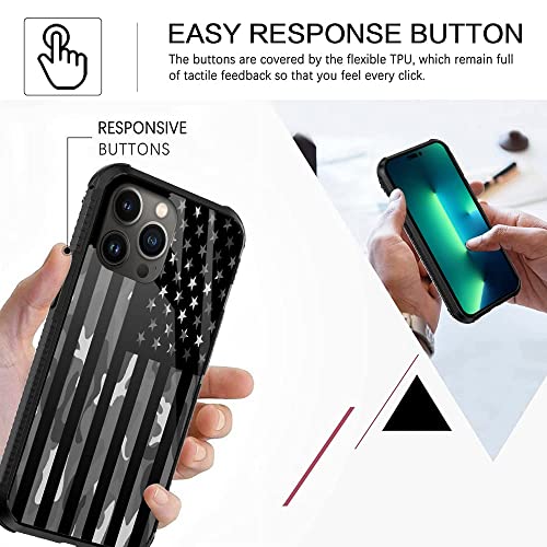 Dahaoguo Compatible With Iphone 14 Pro Case,Dark Gray Camo American Usa Flag Design For Man [Shockproof Corners] [Anti-Scratch] Military Grade Protective Case For Iphone 14 Pro(6.1Inch)-2022 #TOP4