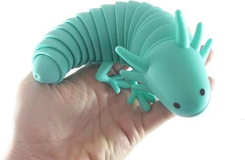Miniatura 4 de 1 juguete de axolote verde azulado  Juguete grande articulado articulado de axolotyl móvil  Regalo único, amante, decoración (1 verde azulado)