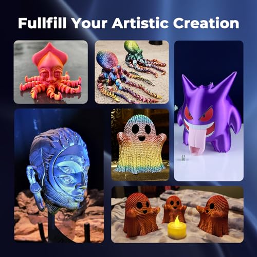 Image of AMOLEN Silk PLA 3D Printer Filament, Dual Color Black Blue PLA 1.75mm, Shiny Color Change Filament 3D Printing PLA Filament for Most FDM 3D Printer, 1kg Spool(2.2lbs)