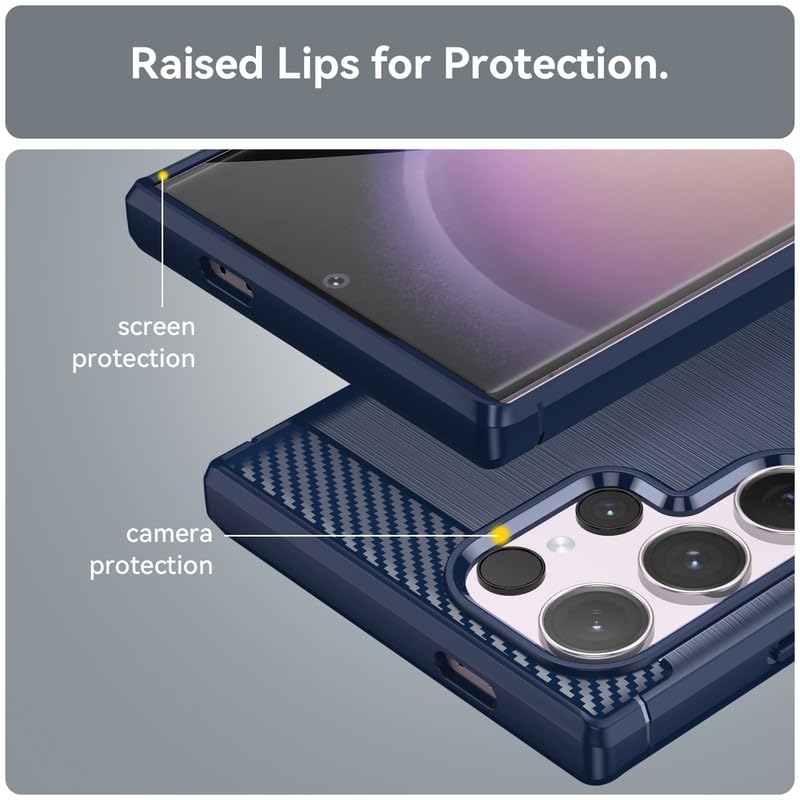 Image of Hybrid Carbon Fiber Back Case for Samsung Galaxy S24 Ultra (Blue)