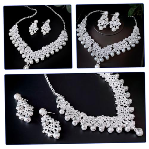 Collier en strass perles parure bijoux de mariage boucles d'oreilles femme robe mariée - 3