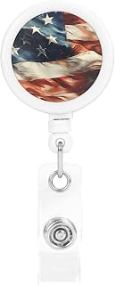 Badge Reel Retractable Badge Holder with Alligator Clip American Flag Badges Reel Nurse ID Card Holder Heavy Duty Name Tag Holders Cute Badges Clip for Office Worker Doctor