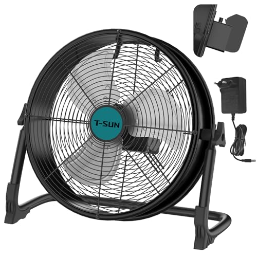 T-SUN 16 Akku Ventilator kompatibel mit Makita 18V Akkus Leise Bodenventilator mit Adapter Tragbarer Ventilator mit USB und Typ-C Stufenlose Geschw für Camping Werkstatt Baustelle (ohne Akku)
