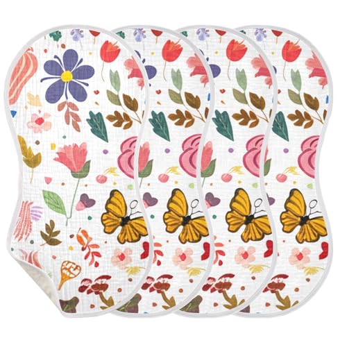 Colorful Flowers Butterflies Burp Cloths for Babies Burp Rag Cotton Spit Up Rag for Newborns Babies Girls3