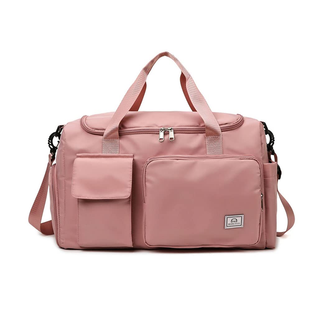 Hixingo Gym Bag with Shoe Compartment and Wet Pocket, Travel Duffle Bag for Men and Women 35L Waterproof Light Weight Sports Bags for Swimming Football Basketball (Pink 2,35L)