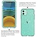 Casetego Compatible with iPhone 11 Case,360 Full Body Dual Layer Slim Crystal Transparent Case with Built-in Screen Protector for Apple iPhone 11 6.1 inch,Glitter Green Crystal
