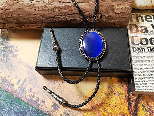 Image of Turquoise Agate Granite BOLO Tie for Men Women Leather Wedding Necklace Western Cowboy Necktie