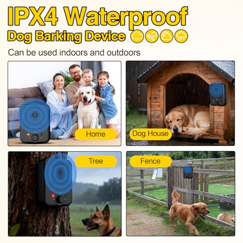 Anti Bell Gerät Hunde, 3 Modi Antibell Ultraschall Gerät, 33 Fuß Stopp Hundebell Gerät, IPX4 Wasserdichtes Einstellbare Frequenz für Hunde Training Großer Kleiner Hunde im Freien Innenbereich Antibell