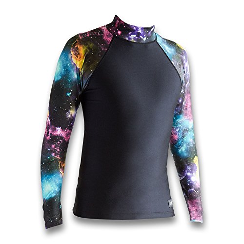 Aeroskin Unisex-adult Aeroskin Nylon Long Sleeve Rash Guard With Patterned Sleeves - GALAXY