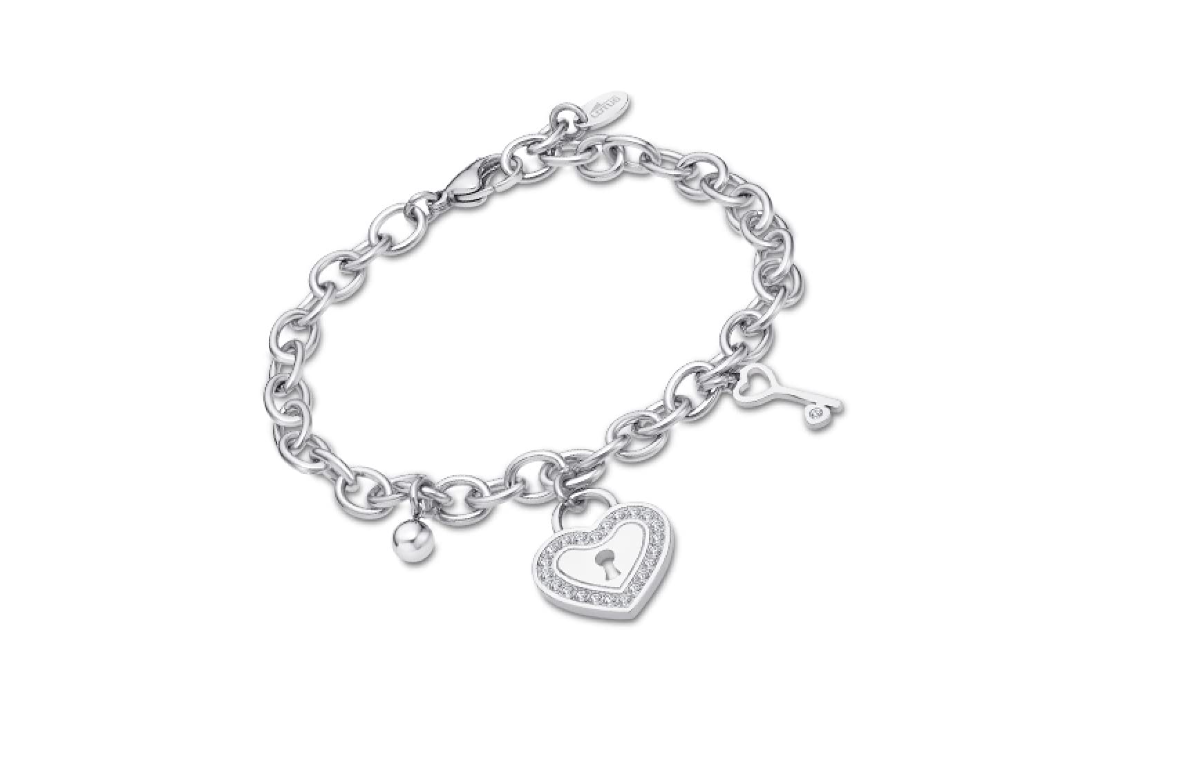 LOTUSPulsera De Acero con Charm Corazón Y Llave