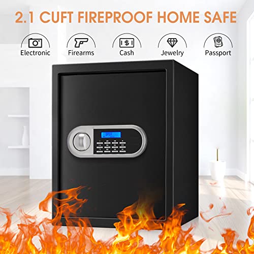 2.5 Cu ft Large Home Safe Fireproof Waterproof, Digital Security Safe Box with Combination Lock and Removable Shelf, Fireproof Document Safe for Home Money Firearm Medicines (50MD-6) - Thumbnail 2