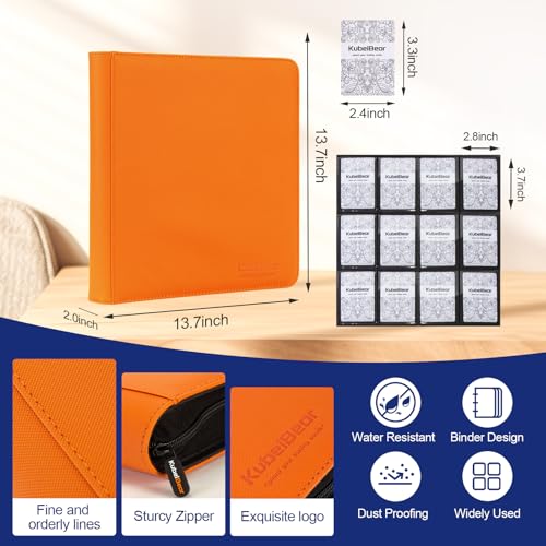 Image of Card Binder - 720 Capacity, Zippered Trading Card Holder for MTG, Sports & Collectible Cards - Acid-Free, Durable & Travel-Friendly Storage (Orange dots, 12 Pocket)