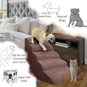 Dog-stairs-for-small-dogs-to-high-beds-5-steps-24-inch-dog-pet-ramp-stairs-for-18-30-inch-couch-bed-2-Pcs-Brown-Grey-washable-cover-with-dog-ramp-for-old-large-dogs-cats-Non-Slip-balanced-33D - Cucciolini Doodles   Dog-stairs-for-small-dogs-to-high-beds-5-steps-24-inch-dog-pet-ramp-stairs-for-18-30-inch-couch-bed-2-Pcs-Brown-Grey-washable-cover-with-dog-ramp-for-old-large-dogs-cats-Non-Slip-balanced-33D