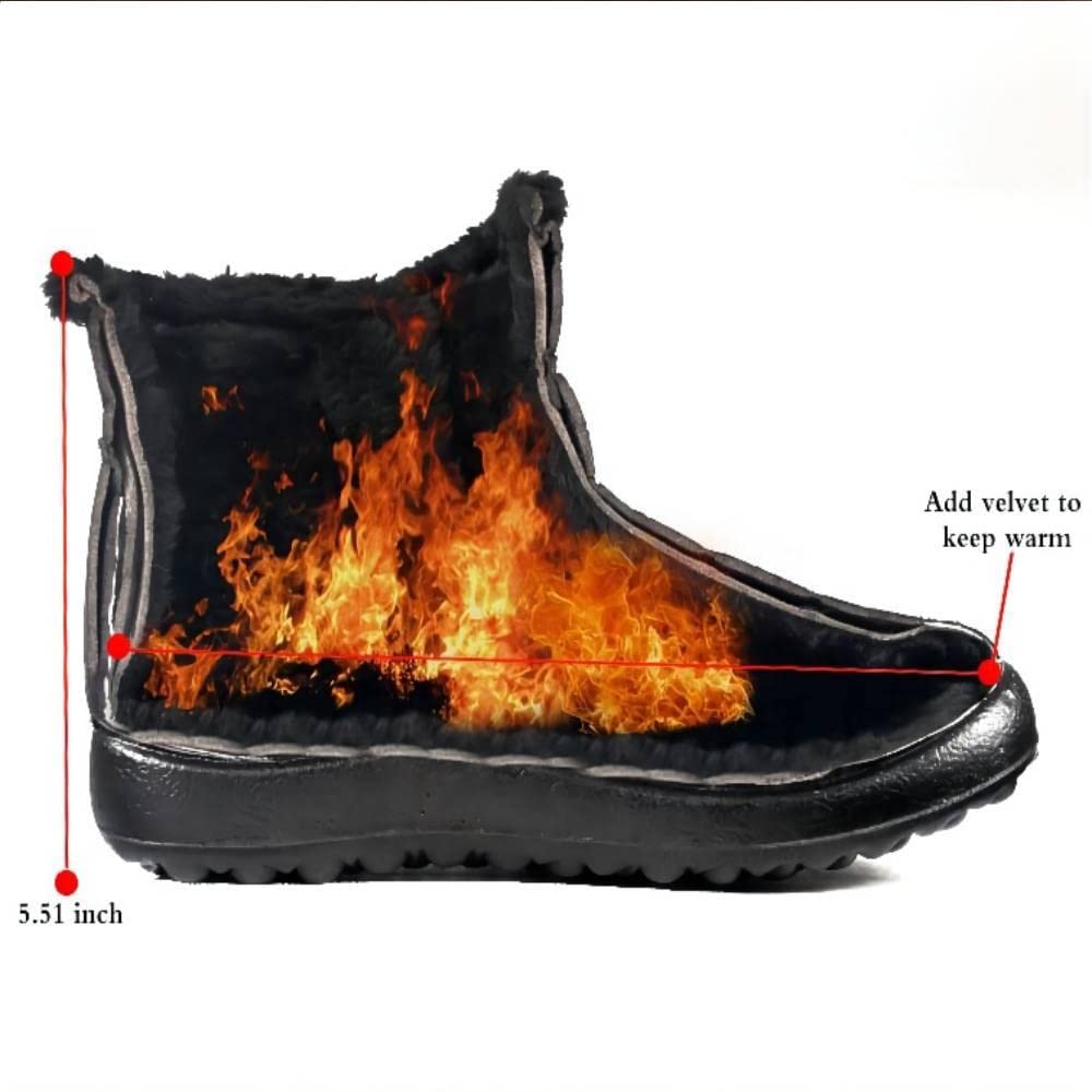 Boojoy Bottes d'hiver chaudes à enfiler pour homme et femme (43, Noir-a)