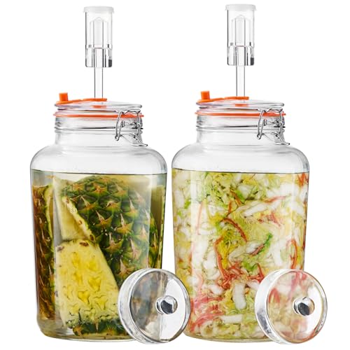 Glolaurge 1 Gallon Fermentation Jars with Airlocks & Glass Weights 2-Pack