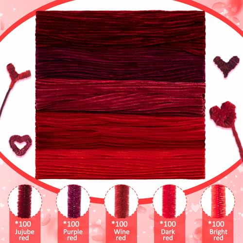 Image of Peryiter 500 Pcs Pipe Cleaners for DIY Flower Bouquets, Chenille Stems for Graduation Bouquet Crafts, Fuzzy Sticks for Handmade Flowers, DIY Gift, Art Projects(Red,12 Inch)