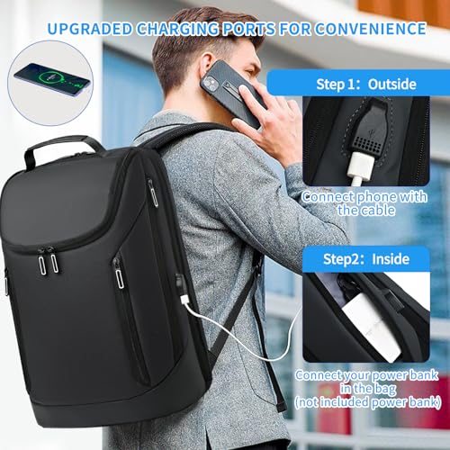 Business Backpack Fits 15.6 Inch Laptop, Commuter Backpack with Charging Port for Work Office College, Black2