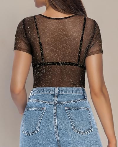 Image of Mangopop Women' Long Sleeve Ribbed Bodysuit Jumpsuits