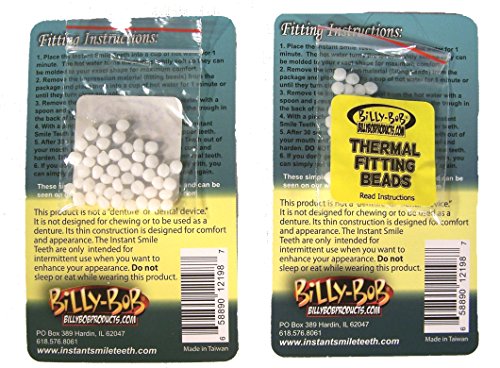 Billy Bob - Perlas adhesivas térmicas de repuesto para dientes falsos, paquete de 2