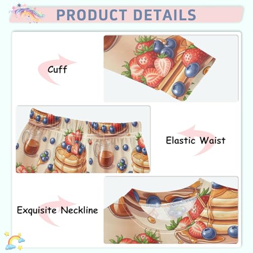 Pajama Sets Long Sleeve Sweet Pancake Berries Honey Soft Comfy Sleepwear 2 Piece PJS 3-8T4