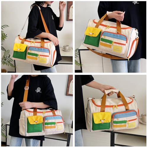 Image of Small Gym Bag for Women, Travel Duffle Bag Carry On Weekender Bag with Shoe Compartment
