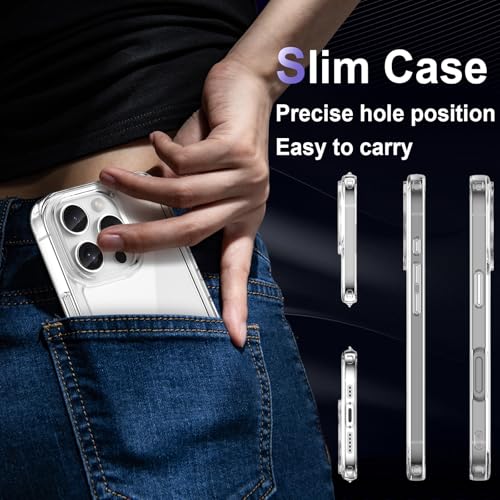 Image of Case for iPhone 16 Pro, Military Grade Drop Protection Phone Case, Yellowing Resistant, Anti-Scratch Hard PC Back, Shockproof Hard Ultra-Thin Protective Cover, Clear