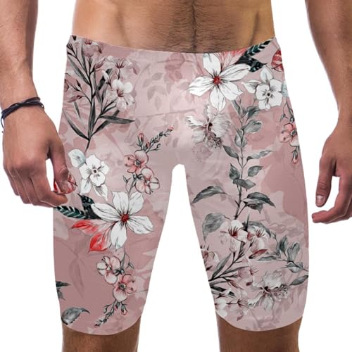 Traje de baño de natación para hombre con estampado de flores rosas S-3XL