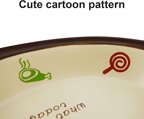 Miniatura 6 de TTCAT Cuenco ovalado de cerámica para gatos, bonito patrón de dibujos animados, cuenco básico para perros y gatos, platos pequeños de alimentación