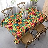 HATEGE Mantel Mesa Rectangular Fruta Mantele Antimanchas 220x140 Verano Manteles de Poliéster Impermeable Dibujos Animados Manteles de Mesa Lavable para Cocina Comedor A-1868