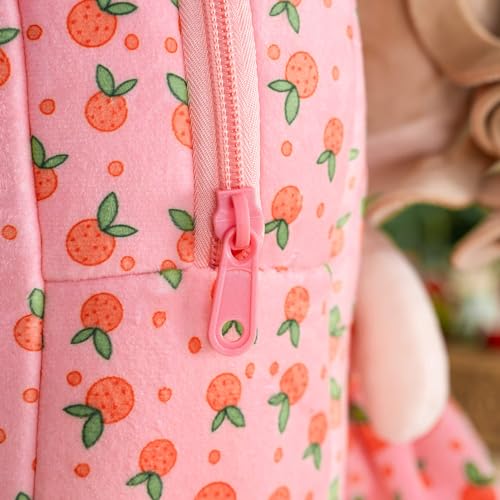 Image of Gloveleya Toddler Backpack Baby Girl Gifts Curly Hair Plush Figures Dress Backpack Kids Backpack Curly Hair Spring Girl Fruit Section-Orange 9inches