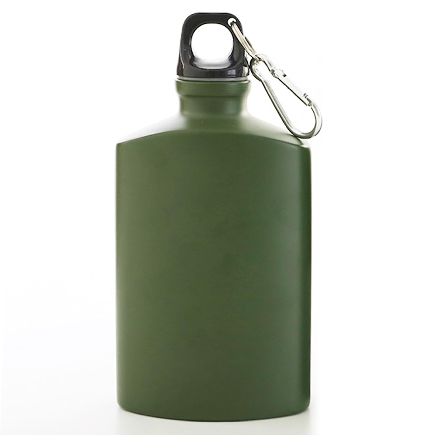 Hoveeluty Army Green Water Canteen, 500Ml 4X6 Canteen Water Bottle, Aluminium Alloy Portable Leakproof Flat Bottle With Clip For Outdoor, Hiking, Camping Flat