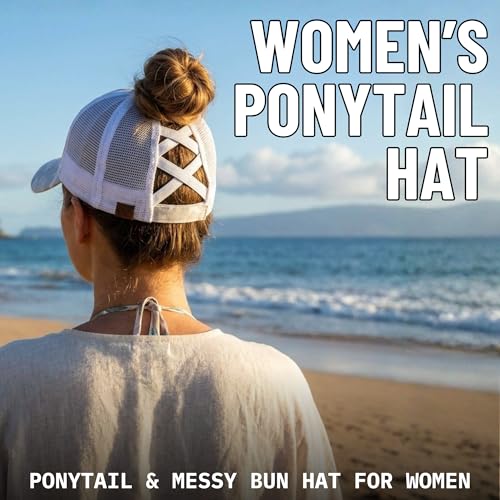 Image of Funky Junque Womens Baseball Cap Dad Hat Ponytail Messy Bun Trucker Ponycap