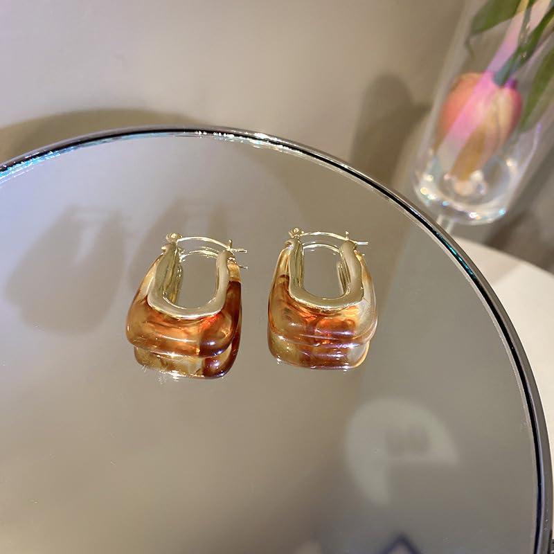 Acrylic Hoop Earrings Colour Resin Earrings Geometric Acrylic Minimalist Clear Chunky Hoops Earrings for Women 6