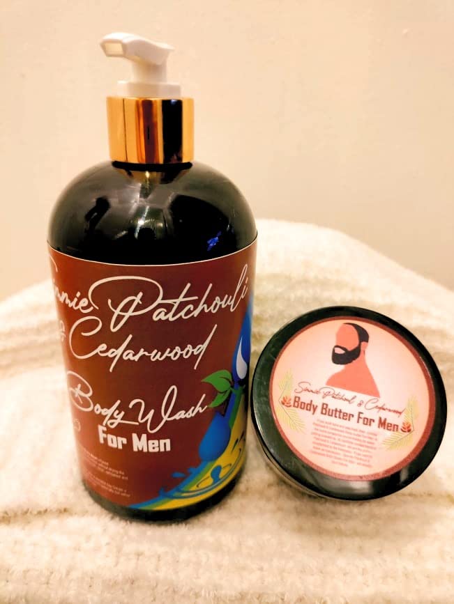 Simmie Patchouli & Cedarwood Body Wash & Butter Men Combo (12 oz)