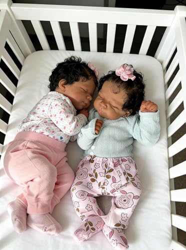 Muñecas Reborn Gemelas Negras 18 Pulgadas Cuerpo de Tela miniatura 2