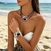 Quivox Gold Costume Jewelry Sets for Women,Fashion Black Choker Necklaces Chunky Leather Bracelets,Boho Festival Prom Jewelry Accessories Gifts(Silver) #3