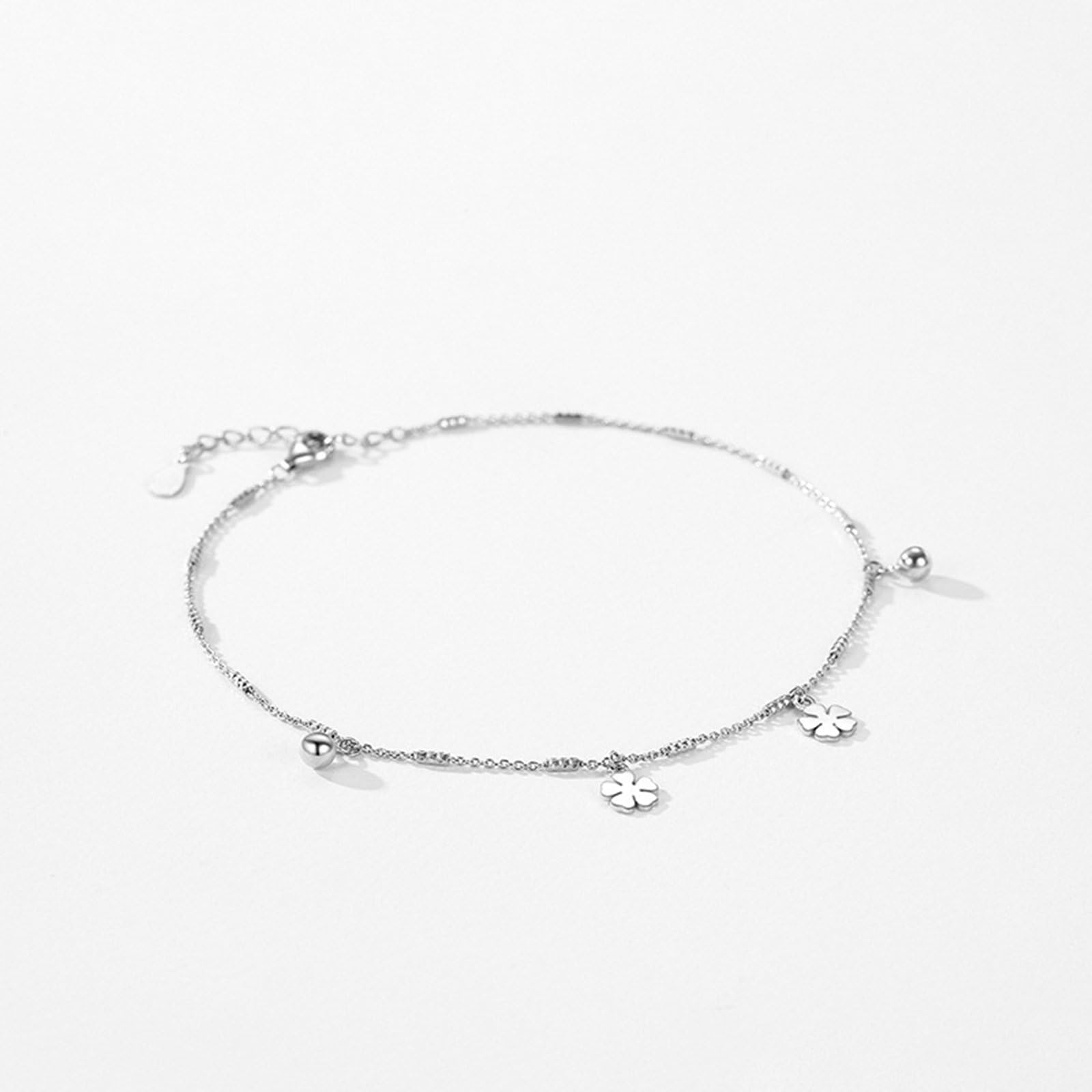 Pulsera de novia para el día de la boda, sin colgante de flor de piedras preciosas para mujer, oro blanco de 9 quilates, 14 quilates y 18 quilates