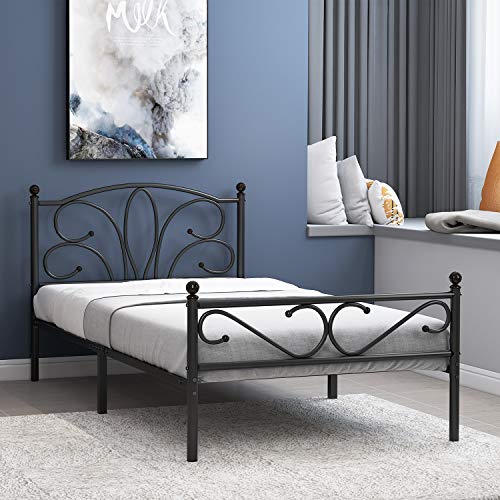 GreenForest Twin Bed Frame with Headboard Footboard Platform Bed Heavy Duty Metal Slats