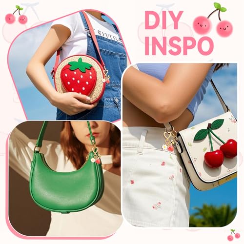 Image of TINKRSTUFF Cherry Bag Charm Cute Key Chains Cherry Purse Charms for Handbags, Strawberry Keychain Best Gifts