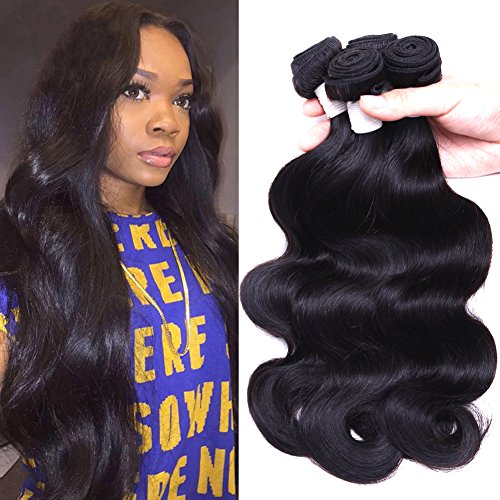 Flady Brazilian Virgin Hair Body Wave 7A Brazilian Hair Weaves 4 Bundles Virgin Human Hair Weaving Natural Black Color 95-100g/bundle (18 20 22 24inch)