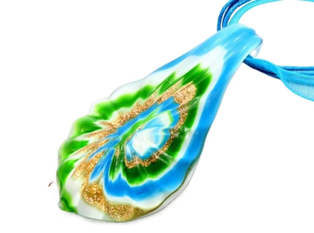 HXSCOO Handmade Lampwork Glass Lovely Vortext Water Drop Pendant Fit Necklace Jewelry Gifts (Color : green)
