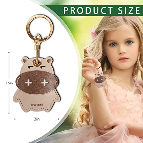 Image of Leather Keychain Case Holder Compatible with Apple AirTag, GPS Airtag Keychain Finder Tracker with Key Ring, Anti-Scratch Protective Air Tag Cover | Leather