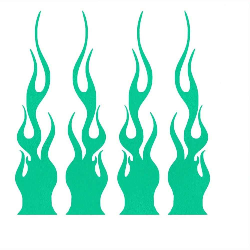 4Pcs Flame Reflective Sticker Racing Style Vinyl Stripe Decal for Car Motorcycle Daily Decor(4PCS-Green)