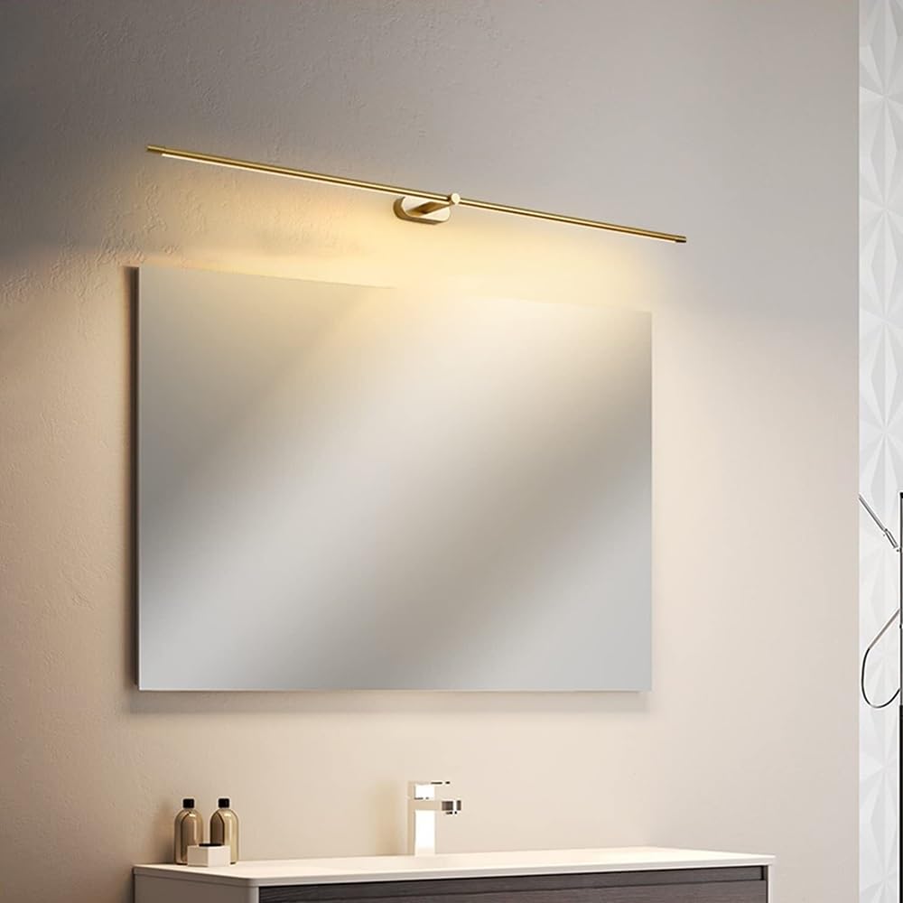 Lampada Specchio LED Lineare Moderna, Applique Bagno Minimalista Luce per Specchio Lunga per Trucco Lavabo Bagno(Gold(3000K),98cm/38.58in)